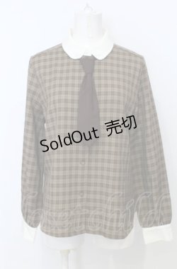 画像1: Fi.n.t / プチネクタイ付きチェックシャツ  ブラウン O-25-07-25-034-CA-BL-IG-ZT133