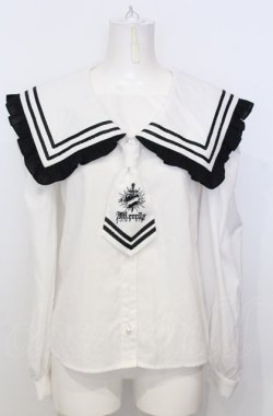 画像1: Jamieエーエヌケー / ゴシック刺繍ネクタイブラウス  シロ O-25-07-25-005-LO-BL-YM-OS