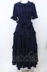 axes femme kawaii / ロマンティックフリルワンピース  ネイビー O-25-07-25-051-AX-OP-IG-OS