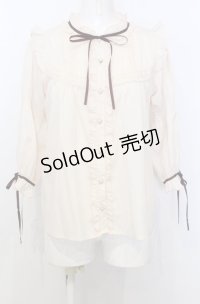 axes femme POETIQUE / フリルボリューム袖ブラウス M キナリ O-25-07-25-006-AX-BL-OW-OS