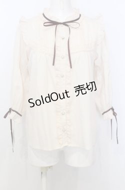 画像1: axes femme POETIQUE / フリルボリューム袖ブラウス M キナリ O-25-07-25-006-AX-BL-OW-OS