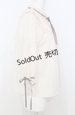 画像2: axes femme POETIQUE / フリルボリューム袖ブラウス M キナリ O-25-07-25-006-AX-BL-OW-OS
