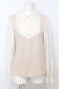 axes femme / シフォンスリーブフリルレースプルオーバー M ピンク×キナリ O-25-07-25-008-AX-TO-OW-OS