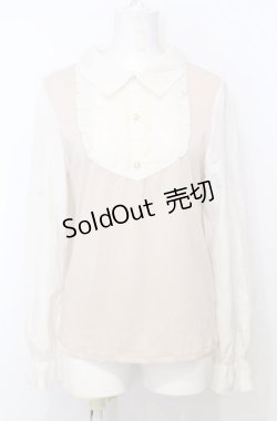 画像1: axes femme / シフォンスリーブフリルレースプルオーバー M ピンク×キナリ O-25-07-25-008-AX-TO-OW-OS