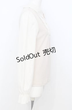 画像2: axes femme / シフォンスリーブフリルレースプルオーバー M ピンク×キナリ O-25-07-25-008-AX-TO-OW-OS