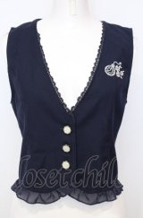 axes femme POETIQUE / 懐中時計刺繍ベスト M ネイビー O-25-07-25-009-AX-TO-OW-OS