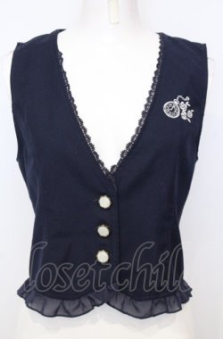 画像1: axes femme POETIQUE / 懐中時計刺繍ベスト M ネイビー O-25-07-25-009-AX-TO-OW-OS