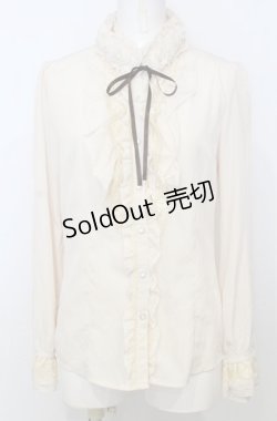 画像1: axes femme / バラ襟付きフリルブラウス M キナリ O-25-07-25-011-AX-BL-OW-OS