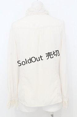 画像3: axes femme / バラ襟付きフリルブラウス M キナリ O-25-07-25-011-AX-BL-OW-OS