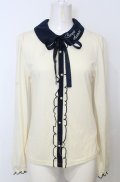 axes femme POETIQUE / 襟刺繍プルオーバー M キナリ×ネイビー O-25-07-25-016-AX-TO-OW-OS