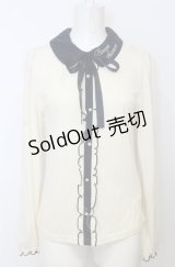axes femme POETIQUE / 襟刺繍プルオーバー M キナリ×ネイビー O-25-07-25-016-AX-TO-OW-OS