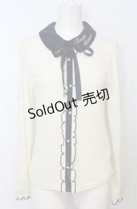 axes femme POETIQUE / 襟刺繍プルオーバー M キナリ×ネイビー O-25-07-25-016-AX-TO-OW-OS