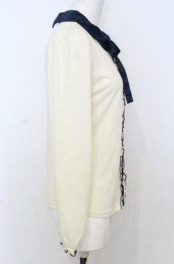 画像2: axes femme POETIQUE / 襟刺繍プルオーバー M キナリ×ネイビー O-25-07-25-016-AX-TO-OW-OS