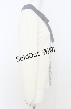 画像2: axes femme POETIQUE / 襟刺繍プルオーバー M キナリ×ネイビー O-25-07-25-016-AX-TO-OW-OS