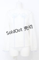 LIZ LISA / ハートリースリボン刺繍トップス M シロ×サックス O-25-07-25-017-LO-TO-OW-OS