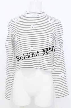 画像1: Ank Rouge / ボーダーリボンショートカットソー  オフ×ネイビー O-25-07-25-019-CA-TO-IG-OS