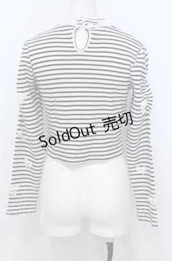 画像3: Ank Rouge / ボーダーリボンショートカットソー  オフ×ネイビー O-25-07-25-019-CA-TO-IG-OS