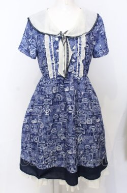 画像1: axes femme POETIQUE / 航海図柄セーラーワンピース M ネイビー O-25-07-25-022-AX-OP-OW-OS