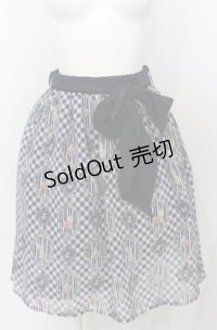 axes femme POETIQUE / フラワーフレームギンガムスカート M ネイビー O-25-07-25-027-AX-SK-OW-OS