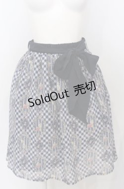 画像1: axes femme POETIQUE / フラワーフレームギンガムスカート M ネイビー O-25-07-25-027-AX-SK-OW-OS