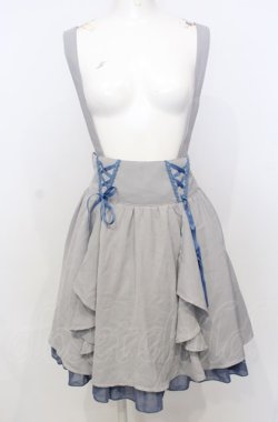 画像1: axes femme POETIQUE / サス付きサイド編み下げスカート M グレー×アオ O-25-07-25-028-AX-SK-OW-OS