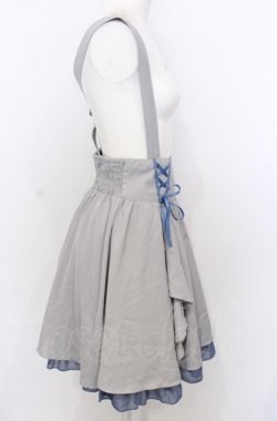 画像2: axes femme POETIQUE / サス付きサイド編み下げスカート M グレー×アオ O-25-07-25-028-AX-SK-OW-OS