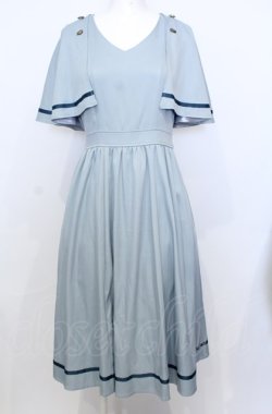 画像1: axes femme POETIQUE / ケープデザインワンピース M ブルーグリーン O-25-07-25-030-AX-OP-OW-OS