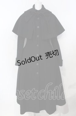 画像1: ATELIER BOZ / ケープ付ロングコート  ブラック O-25-07-26-001-EL-CO-IG-OS