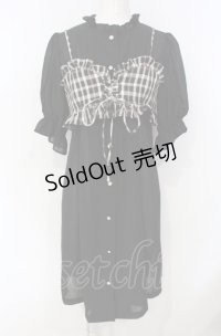 axes femme POETIQUE / ビスチェ付シャツチュニック  クロ×ブラウン O-25-07-26-029-AX-OP-IG-OS