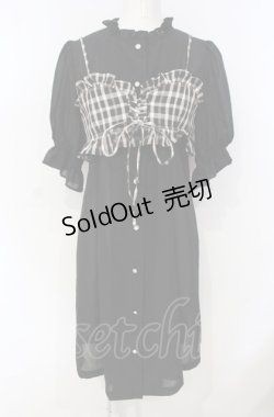 画像1: axes femme POETIQUE / ビスチェ付シャツチュニック  クロ×ブラウン O-25-07-26-029-AX-OP-IG-OS
