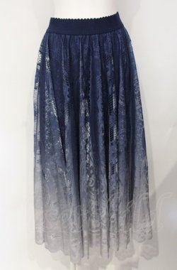 画像1: axes femme / グラデレースサーキュラースカート  ネイビー系 O-25-07-26-031-AX-SK-IG-OS
