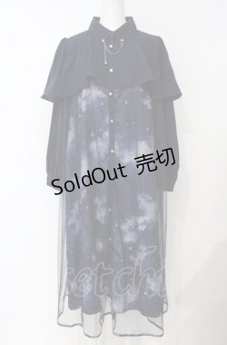 画像1: axes femme / テレスコーププリントケープ風ワンピース  ネイビー O-25-07-26-032-AX-OP-IG-OS