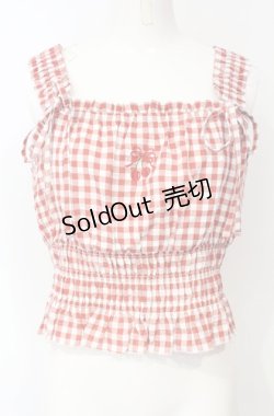 画像1: axes femme / チェリー刺繍チェックビスチェ  アカ O-25-07-26-041-AX-TO-IG-OS