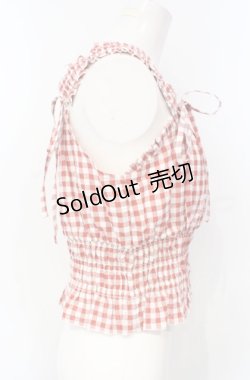 画像2: axes femme / チェリー刺繍チェックビスチェ  アカ O-25-07-26-041-AX-TO-IG-OS