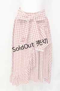 axes femme / チェリー刺繍チェックスカート  アカ O-25-07-26-042-AX-SK-IG-OS