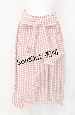 画像1: axes femme / チェリー刺繍チェックスカート  アカ O-25-07-26-042-AX-SK-IG-OS