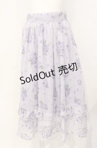 axes femme / 紫陽花柄シアーストライプスカート  ラベンダー O-25-07-26-045-AX-SK-IG-OS