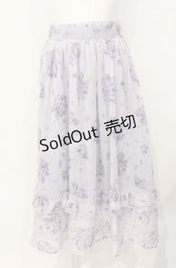 画像1: axes femme / 紫陽花柄シアーストライプスカート  ラベンダー O-25-07-26-045-AX-SK-IG-OS