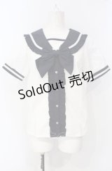 axes femme kawaii / セーラー襟ブラウス  ホワイト×ネイビー O-25-07-26-047-AX-BL-IG-OS