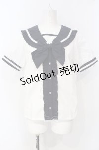 axes femme kawaii / セーラー襟ブラウス  ホワイト×ネイビー O-25-07-26-047-AX-BL-IG-OS