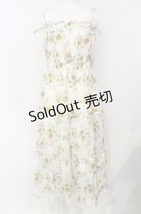 axes femme / ひまわり柄キャミワンピース  オフ×イエロー O-25-07-26-054-AX-OP-IG-OS