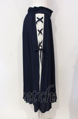 画像2: axes femme / 編み上げプリーツスカウチョ  ネイビー O-25-07-26-059-AX-PA-IG-OS