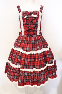 画像1: axes femme kawaii / タータンチェックジャンスカ M アカ O-25-07-26-069-AX-OP-OW-OS