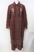 axes femme / 刺繍入りロングシャツワンピース  ワイン O-25-07-26-071-AX-OP-IG-OS