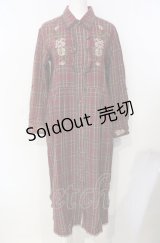 axes femme / 刺繍入りロングシャツワンピース  ワイン O-25-07-26-071-AX-OP-IG-OS