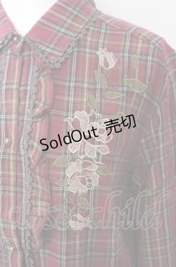 画像2: axes femme / 刺繍入りロングシャツワンピース  ワイン O-25-07-26-071-AX-OP-IG-OS