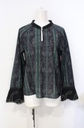 axes femme / オーナメントストライプ柄ブラウス  グリーン O-25-07-26-072-AX-BL-IG-OS