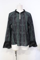 axes femme / オーナメントストライプ柄ブラウス  グリーン O-25-07-26-072-AX-BL-IG-OS