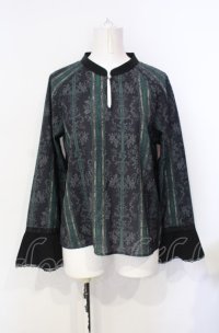 axes femme / オーナメントストライプ柄ブラウス  グリーン O-25-07-26-072-AX-BL-IG-OS