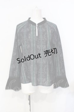 画像1: axes femme / オーナメントストライプ柄ブラウス  グリーン O-25-07-26-072-AX-BL-IG-OS